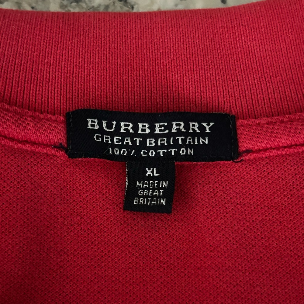 Men’s Burberry Red Cotton Pique’ Polo Shirt Classic Vintage Size XL - Picture 6 of 14